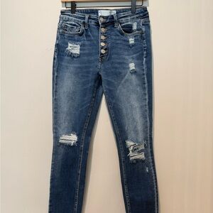 Bridge By Gly Classic Blue Skinny Jeans with Distressed Details